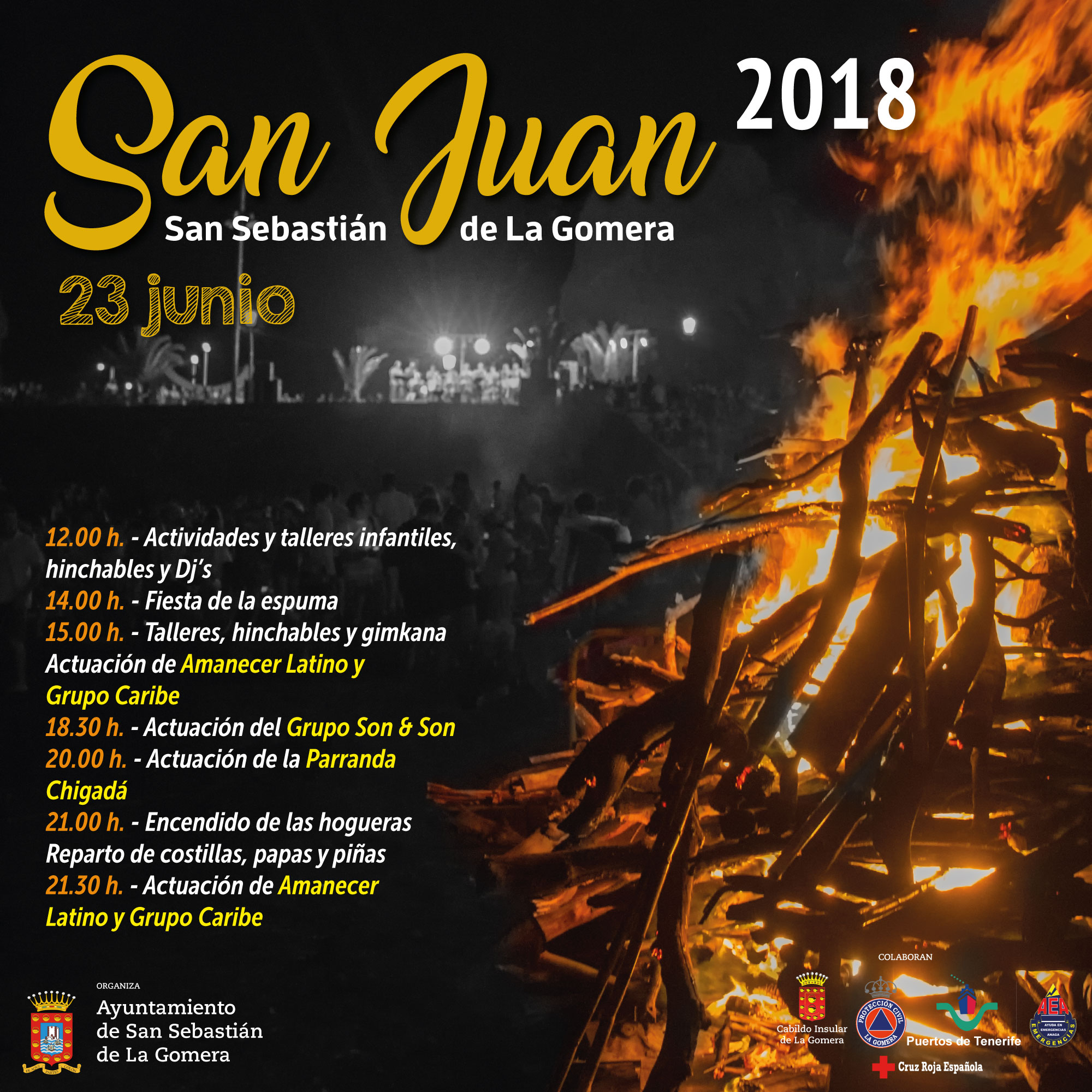 Una veintena de hogueras iluminarán la noche de San Juan en San Sebastián La Gomera - Ayuntamiento de San Sebastián de La Gomera